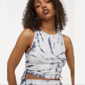 H&M Drawstring Tank Top, Blue and White Tye-Dye, XS